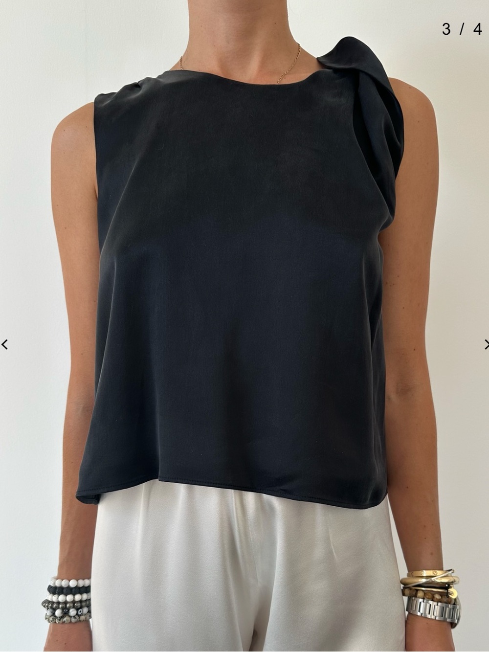 EKD Collections Fleur Top 100% Silk Twist Sleeve Blouse